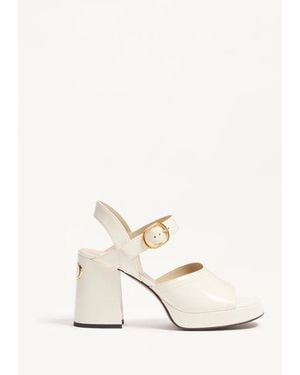 Valentino Garavani Fawcette Plateausandalen Aus Poliertem Kalbsleder, 100 Mm Frau - Natur