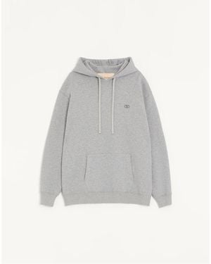 Valentino Cotton Hoodie With Vlogo Embroidery - Grey
