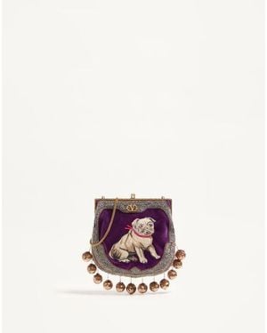 Valentino Garavani Nellcote Fairytales Samt-Clutch Mit Le Chien De La Maison-Stickerei Frau - Weiß