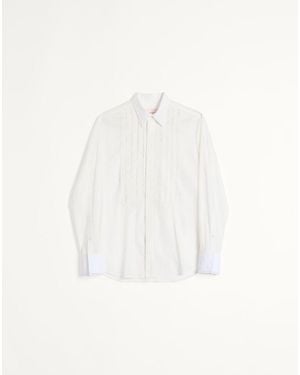 Valentino Cotton Muslin Shirt With Plastron And Lace Details 38 - White