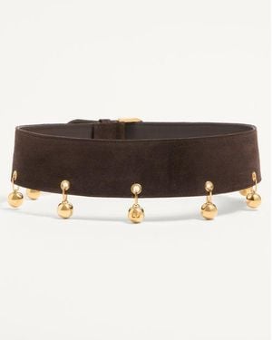 Valentino Garavani Vlogo Signature Suede Belt 65 Mm - Brown