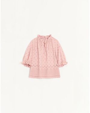 Valentino Sangallo Lace Top With Fleurs Ajours Margheritine Pattern 36 - Pink