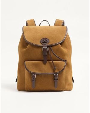 Valentino Garavani Antibes Suede Backpack - Natural
