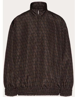 Valentino Silk Faille Jacket With All-Over Toile Iconographe Print - Brown
