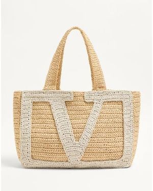 Valentino Garavani Viva Superstar Large Raffia Shopping Bag - Natural