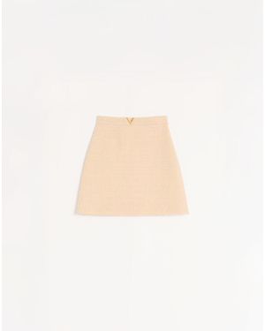 Valentino Curly Wool Short Skirt - White