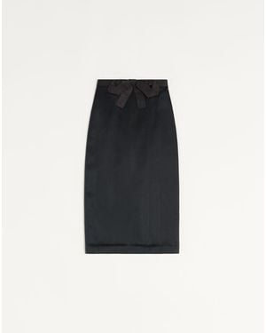 Valentino Satin Midi Skirt - Black