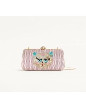 Valentino Garavani Minaudière Carry Secrets Avec Motif Le Chat De La Maison En Strass. Femme - Blanc
