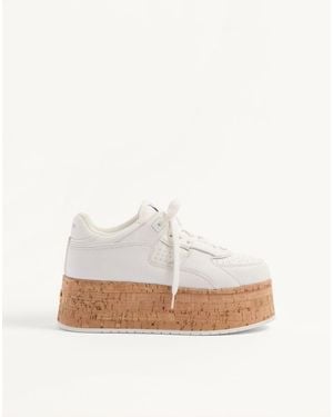 Valentino Garavani Freedots Xl Calfskin And Cork Trainer 35 - White