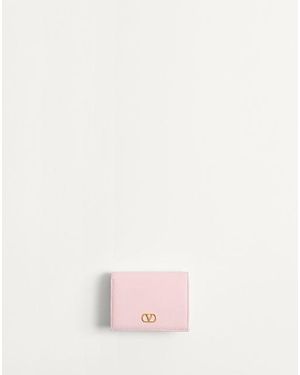 Valentino Garavani Vlogo Signature Grainy Calfskin Wallet - Pink