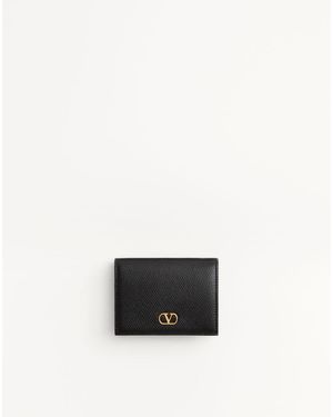 Valentino Garavani Vlogo Signature Grainy Calfskin Wallet - Natural