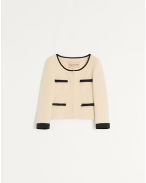 Valentino Plain Wool Tweed Jacket - Natural