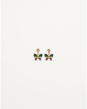 Valentino Garavani Flutterby Metal And Enamel Earrings - White