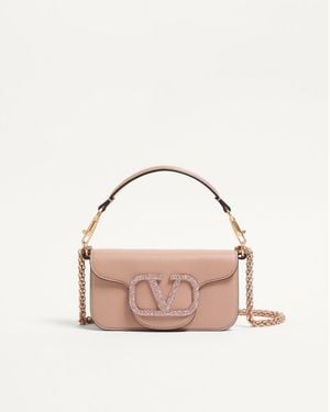 Valentino Garavani Locò Small Shoulder Bag With Jewel Logo - Pink