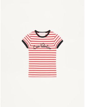 Valentino Striped Cotton Jersey T-Shirt - Red