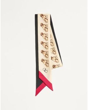Valentino Garavani Petit Charles Silk Bandeau Scarf - White