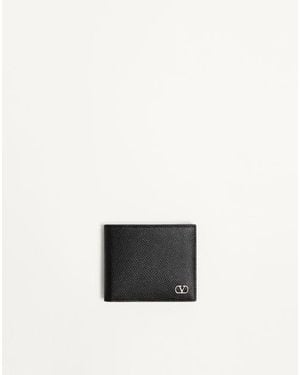 Valentino Garavani Vlogo Signature Grainy Calfskin Wallet - White