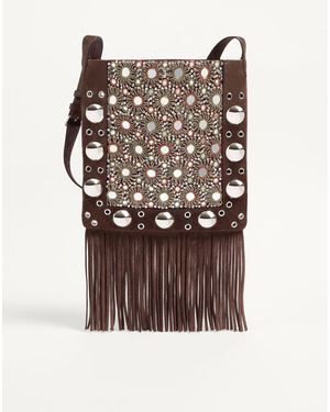 Valentino Garavani Nellcôte Embroidered Shoulder Bag - Brown