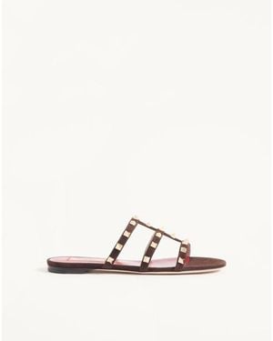 Valentino Garavani Rockstud Slide Sandal - Natural