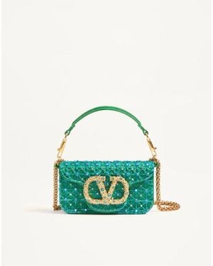 Valentino Garavani Borsa Piccola A Spalla Locò Ricamata Con Logo Gioiello Donna - Verde