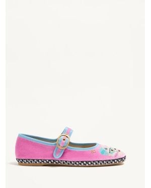 Valentino Garavani Mary-Jane Endouce Velvet Ballerina With Le Chat De La Maison Embroidery - Pink