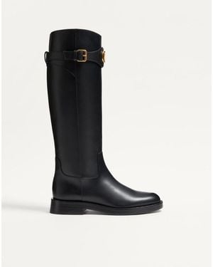 Valentino Garavani Vlogo Signature Calfskin Boot 30Mm - Black