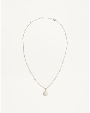 Valentino Garavani Collier Vlogo Signature En Métal Avec Perle Et Cristaux Swarovski Homme - Blanc