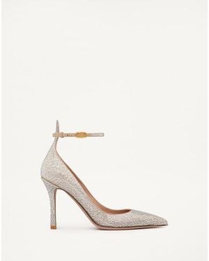 Valentino Garavani Tan-Go Pump With Crystals 100Mm - Natural