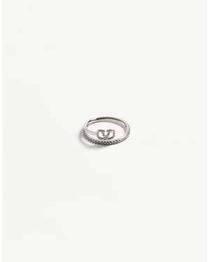 Valentino Garavani Vlogo Signature Metal And Swarovski Crystal Ring - Natural
