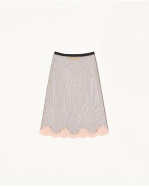 Valentino Tulle Midi Skirt - Natural