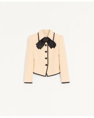 Valentino Wool Crepe Jacket - Natural