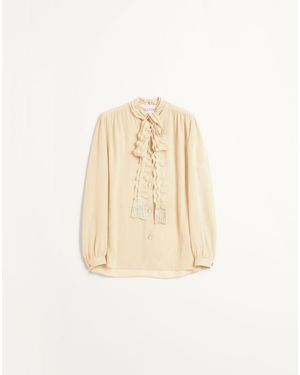Valentino Crepe De Chine Shirt 36 - Natural