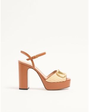 Valentino Garavani Vlogo Signature Platform Sandal - Natural