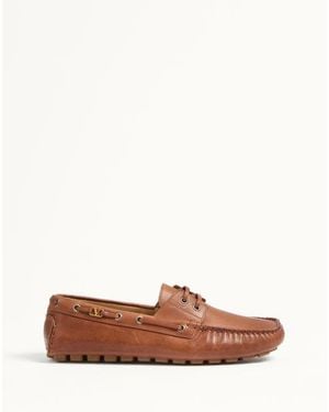 Valentino Garavani Driver Fastaway Buffalo Loafer - Brown