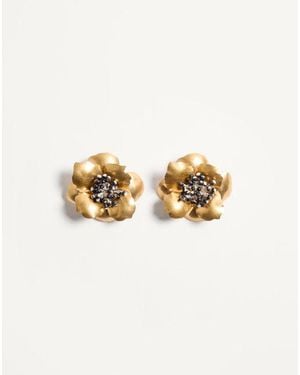 Valentino Garavani Fleur Lumineuse Metal Earring - White