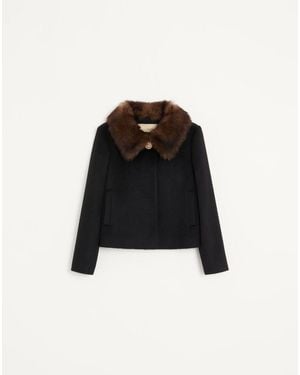 Valentino Baby Camel Drap Jacket 38 - Black