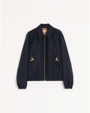 Valentino Nylon Bomber With Vgold On Side Pockets - Blue