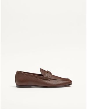 Valentino Garavani Vlogo Signature Deer Leather Loafer - Brown