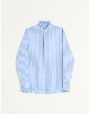Valentino Striped Cotton Shirt With Ruffles - Blue