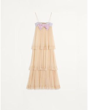 Valentino Embroidered Long Dress - White