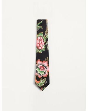 Valentino Garavani Silk Tie With Papier Floral Pattern - White