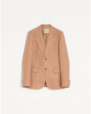 Valentino Single-Breasted Viscose Jacket - Natural