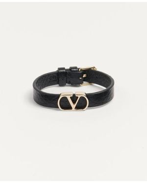 Valentino Garavani Vlogo Signature Grainy Calfskin Bracelet - Black