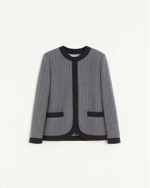 Valentino Pinstripe Wool Jacket - Grey