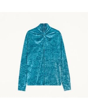 Valentino Top Aus Stretch-Chenille Mit Knotendetail Am Hals Mann - Blau