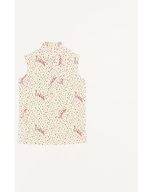 Valentino Plus De Pois Crepe De Chine Bubble Top 36 - Natural