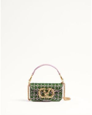 Valentino Garavani Borsa Piccola A Spalla Locò Ricamata Con Logo Gioiello Donna - Verde