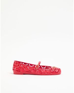Valentino Garavani Ondette Rubber Ballerina With Scallop Pattern 05Mm 36 - Red