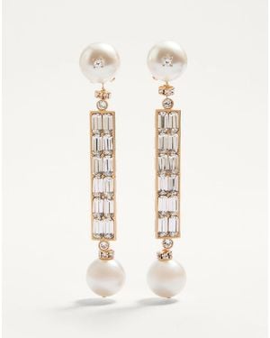Valentino Garavani San Fin Metal Earrings With Swarovski Crystals And Pearls - Natural