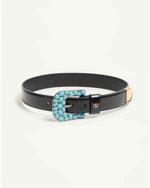 Valentino Garavani Vlogo Signature Brushed Calfskin Belt 30 Mm - Black